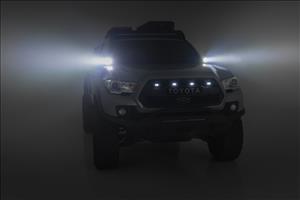 LED Light Kit Ditch Mount Black Series Round 3.5 Inch Amber DRL Toyota Tacoma (16-23) Rough Country
