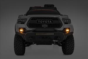 LED Fog Light Kit 3.5 Inch Round Black Series Amber DRL Toyota Tacoma (16-23) Rough Country