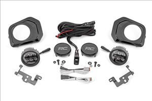LED Fog Light Kit 3.5 Inch Round Black Series Amber DRL Toyota Tacoma (16-23) Rough Country