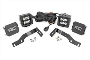 LED Light Kit Ditch Mount 2 Inch Black Pair Spot Toyota Tacoma (24-26) Rough Country