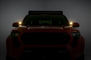 LED Light Kit Ditch Mount 2 Inch Black Pair Amber DRL Toyota Tacoma (24-26) Rough Country