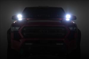 LED Light Kit Ditch Mount Black Series Round 3.5 Inch Amber DRL Toyota Tacoma (24-26) Rough Country