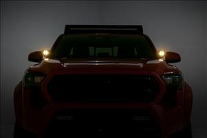 LED Light Kit Ditch Mount Black Series Round 3.5 Inch Amber DRL Toyota Tacoma (24-26) Rough Country