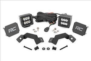 LED Light Kit Ditch Mount 2 Inch Black Pair Spot Toyota Land Cruiser (24-26) Rough Country