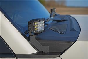 LED Light Kit Ditch Mount 2 Inch Black Pair Spot Toyota Land Cruiser (24-26) Rough Country