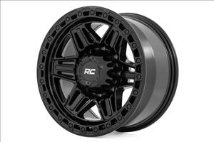 76 Series Wheel Simulated Beadlock Gloss Black 17x9 8x6.5 -12mm Rough Country
