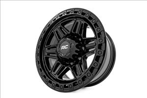 76 Series Wheel Simulated Beadlock Gloss Black 17x9 5x5 -12mm Rough Country