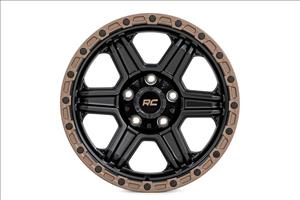 79 Series Wheel One-Piece Semi Gloss Black w/Bronze Ring 15x8 5x4.5 -19mm Rough Country