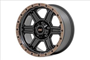 79 Series Wheel One-Piece Semi Gloss Black w/Bronze Ring 17x8.5 6x5.5 0mm Rough Country