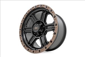 79 Series Wheel One-Piece Semi Gloss Black w/Bronze Ring 17x8.5 6x5.5 0mm Rough Country