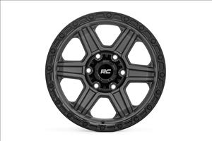 79 Series Wheel One-Piece Gunmetal Gray w/Black Ring 17x8.5 6x5.5 0mm Rough Country