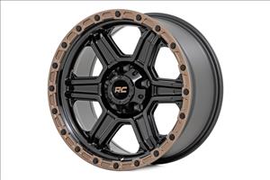 79 Series Wheel One-Piece Semi Gloss Black w/Bronze Ring 17x8.5 5x4.5 0mm Rough Country
