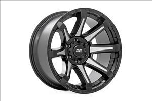 81 Series Wheel One-Piece Semi Gloss Black w/machined spokes 20x9 5x150 +18m Rough Country