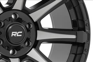 81 Series Wheel One-Piece Semi Gloss Black w/machined spokes 20x9 5x150 +18m Rough Country