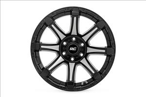 81 Series Wheel One-Piece Semi Gloss Black w/machined spokes 20x10 6x5.5 -19 Rough Country