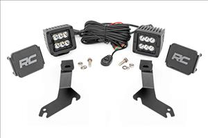 LED Light Kit Ditch Mount 2 Inch Black Pair Spot Chevy Silverado 1500 (99-06)/Tahoe (00-06) Rough Country