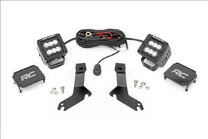 LED Light Kit Ditch Mount 2 Inch Black Pair Flood Chevy Silverado 1500 (99-06)/Tahoe (00-06) Rough Country