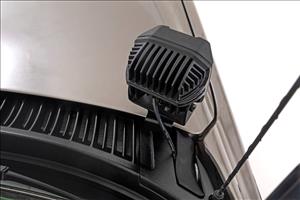 LED Light Kit Ditch Mount 2 Inch Black Pair White DRL Chevy Silverado 1500 (99-06) Rough Country