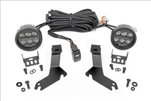 LED Light Kit Ditch Mount Black Series Round 3.5 Inch Amber DRL Chevy 1500 (99-06) Rough Country