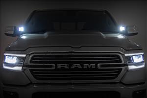 LED Light Kit Ditch Mount 2 Inch Black Pair Flood Ram 1500 2WD/4WD (19-26) Rough Country