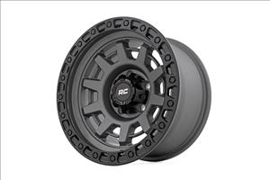 85 Series Wheel One-Piece Gunmetal Gray/Black 15x8 5x4.5 -19mm Rough Country