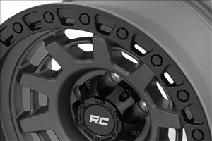 85 Series Wheel One-Piece Gunmetal Gray/Black 15x8 5x4.5 -19mm Rough Country