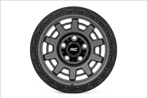 85 Series Wheel One-Piece Gunmetal Gray/Black 15x8 5x5.5 -19mm Rough Country