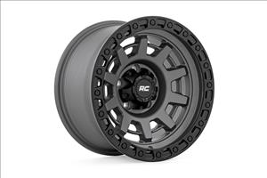 85 Series Wheel One-Piece Gunmetal Gray/Black 15x8 5x5.5 -19mm Rough Country