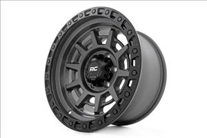 85 Series Wheel Simulated Beadlock Gunmetal Gray/Black 17x9 6x5.5 -12mm Rough Country