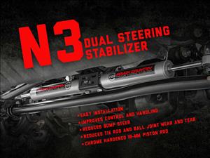 N3 Steering Stabilizer Dual 4 Inch Lift Jeep Grand Cherokee WJ (99-04) Rough Country