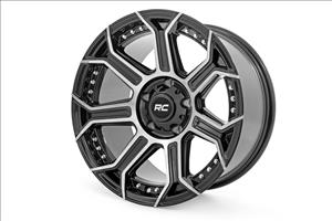 89 Series Wheel One-Piece Black Machined Gun Metal 17x9 5x4.5 -12mm Rough Country