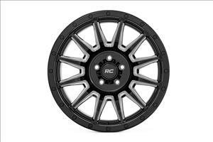 90 Series Wheel One-Piece Gloss Black w/machined spokes 18x9 6x5.5 0mm Rough Country
