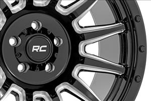 90 Series Wheel One-Piece Gloss Black w/machined spokes 18x9 6x5.5 -12mm Rough Country