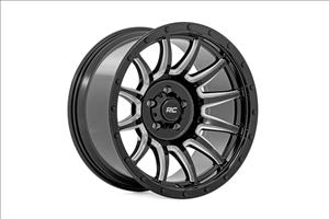 90 Series Wheel One-Piece Gloss Black w/machined spokes 20x9 6x5.5 0mm Rough Country