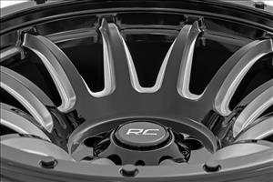 90 Series Wheel One-Piece Gloss Black w/machined spokes 20x10 6x5.5 -19mm Rough Country