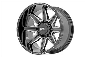 91 Series Milled One-Piece Gloss Black 22x12 6x5.5 -44mm Rough Country