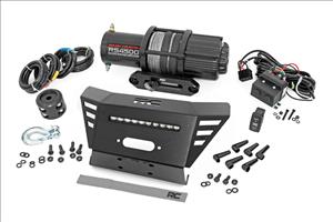 Winch Plate 4500-LB Winch 10 Inch Black Slimline Honda Pioneer 520 Rough Country