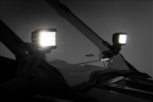 LED Light Kit A Pillar Mount 2 Inch Black Pair Flood Polaris RZR PRO XP Rough Country