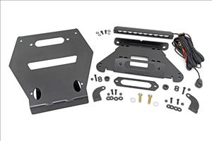 LED Light Winch Mount Front 10 Inch Black Slimline Polaris RZR Pro R Rough Country
