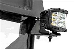 LED Light RR Cage Mount 2 Inch Black Spot Pair Polaris Ranger 1000/Ranger XP 900/1000 Rough Country