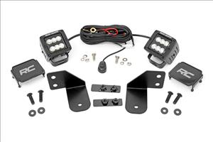 LED Light RR Cage Mount 2 Inch Black Flood Pair Polaris Ranger 1000/Ranger XP 900/1000 Rough Country