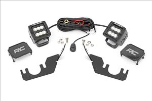 LED Light Kit Rear Mount 2 Inch Black Pair Flood Kawasaki Teryx 4 1000/Teryx4 800 Rough Country