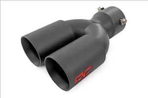 Exhaust Tip Black Red RC Logo 2.5-3 Inch Pipe Single Inlet Dual Outlet Rough Country