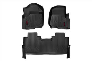 Heavy Duty Floor Mats Front/Rear-17-20 Ford Super Duty Crew Cab Bucket Seats Rough Country