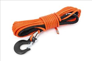 1/4 Inch Synthetic Rope 85 Feet Rated Up to 16000 Lbs 3/8 Inch Includes Clevis Hook and Protective Sleeve UTV ATV Orange Rough Country