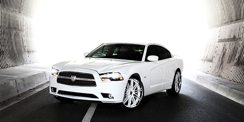 white charger black rims