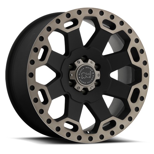 Black Rhino Warlord six-lug truck wheel with a simulated beadlock ring