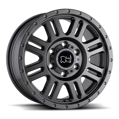 Black Rhino Yellowstone six-lug truck wheel in matte gunmetal