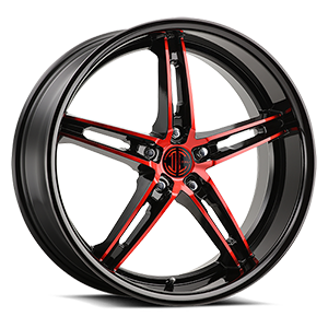 Glossy Black / Red Machined Face