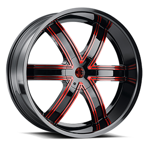 Glossy Black / Red Machined Face